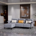 thumbnail image 2 of Holaki 101.97" Wide Suede Reversible Modular Sectional Sofa & Chaise with Ottoman and 3 Pillows, Gray, 2 of 8