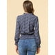 thumbnail image 5 of Blusa De Mujer Con Volantes Y Peplum Con Cuello Alto Y Manga Abullonada Púrpura M, 5 of 6