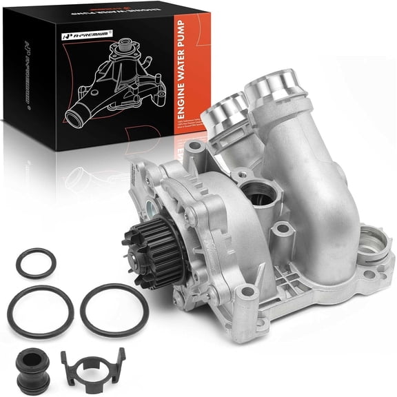 A-Premium Engine Water Pump with Gasket and O-ring Compatible with Volkswagen Jetta 2008-2010 2012-2014, Passat 2008-2010, Tiguan 2009-2018, Beetle, CC, Eos, GTI & Audi A4, Q5, A3, A5, A6, Q3, TT