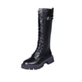 thumbnail image 2 of Botas de cuero con plataforma de otoño para mujer, botas de talla grande con suela gruesa y cordones con cierre de cremallera a la moda Wmkox8yii  sa2215, 2 of 7