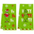 thumbnail image 1 of Mini Grinch Ornaments Grinch Ornaments Grinch Christmas Decorations 2pc Towel Dish Cloth Hand Towel Dishcloth Dish Towel Scrub Kitchen Absorbent Towel Dish Cloth, 1 of 2