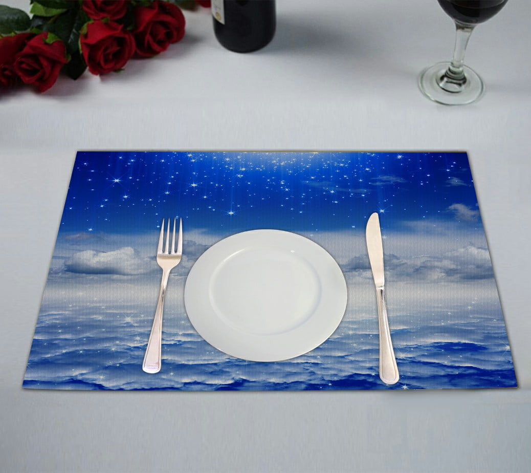ABPHQTO Peaceful Blue Sky Bright Stars Heaven Table Placemat Food Mat