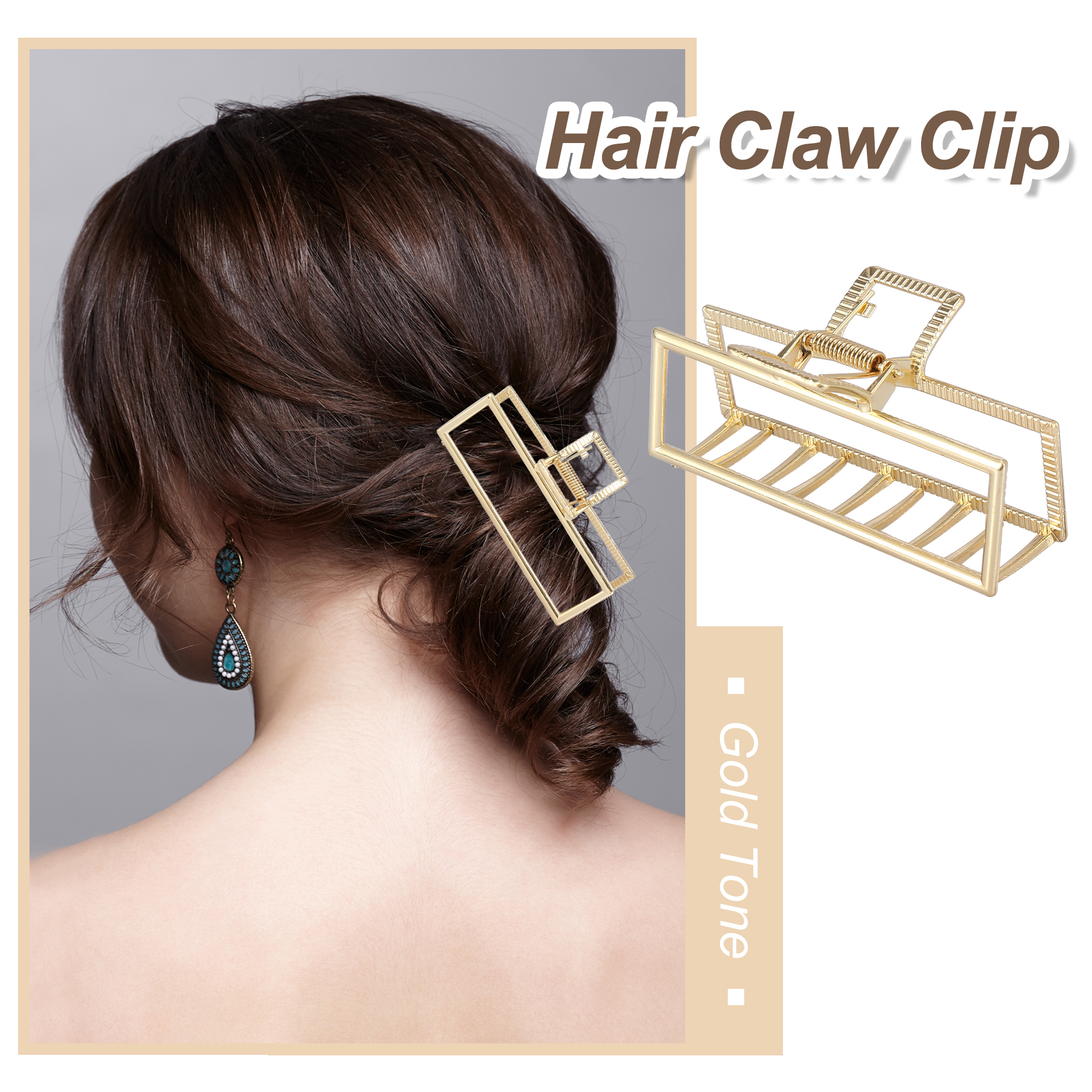 Unique Bargains Metal Hair Claw Clip Rectangle Shaped Claw for Women Beauty 3.5 Inch