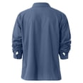 thumbnail image 5 of Mens Cotton Linen Shirts Long Sleeve Beach Henley Button Down Shirts Casual Lightweight V Neck Loose Shirts,Royal Blue 5XL, 5 of 7