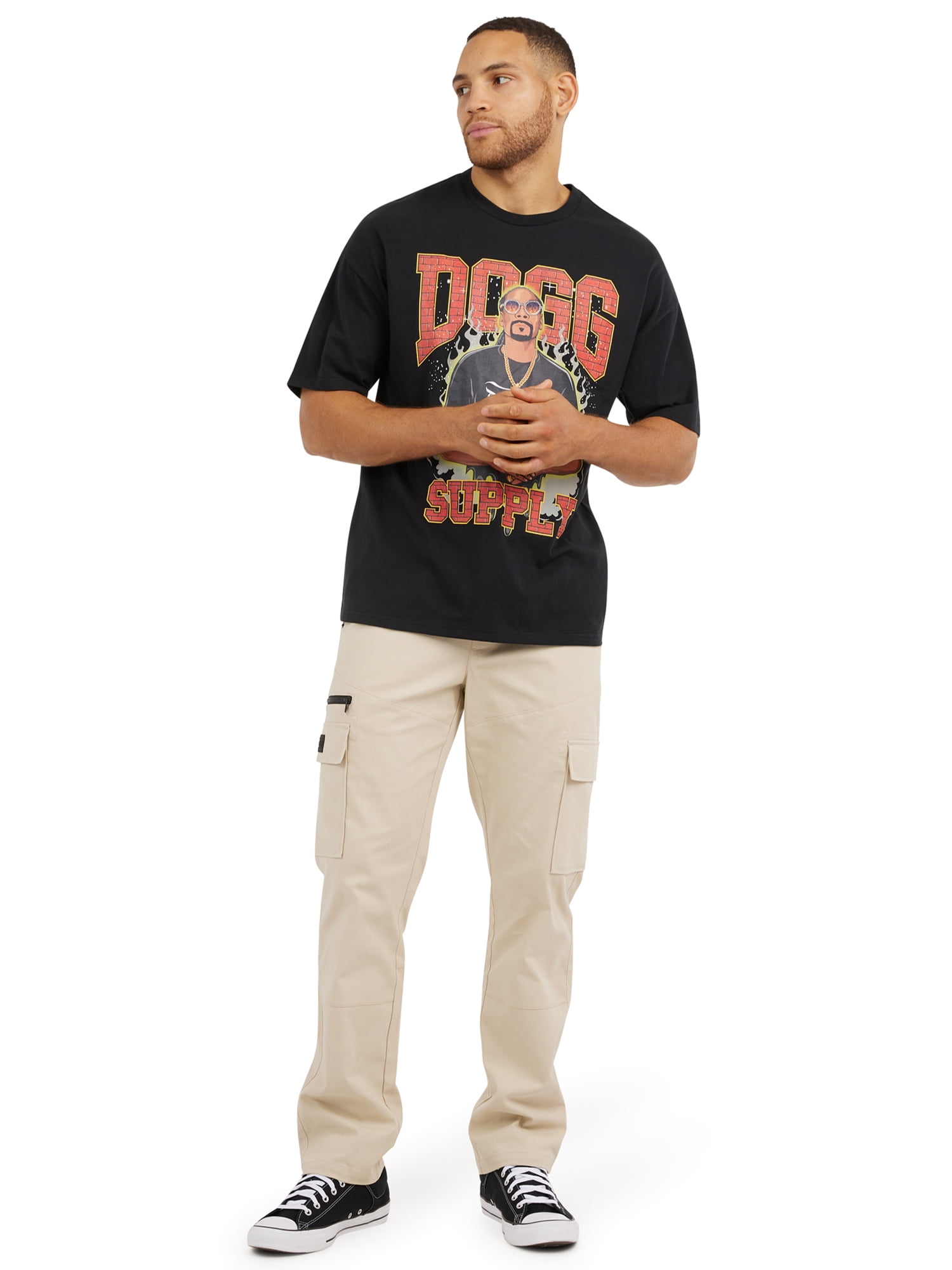 Dogg Supply by Snoop Dogg Men's Big Men's Pull On Elastic Waist Cargo Pants, Sizes XS-3XL