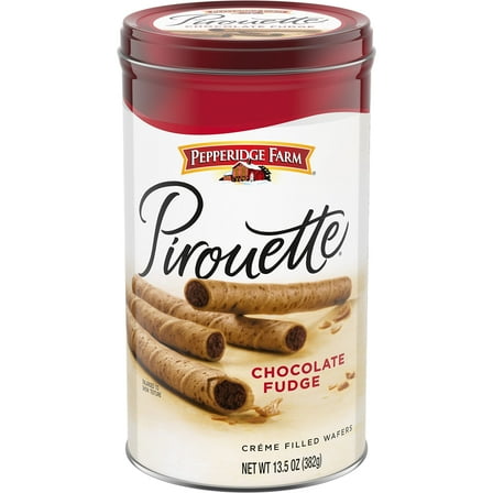 2X - Pepperidge Farm Pirouette Cookies, Chocolate Fudge Créme Filled Wafers, 13.5 Oz Tin