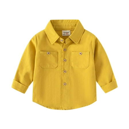 

Kids Children Toddler Baby Boys Long Sleeve Cotton Patchwork Gentleman Solid Shirt Blouse Tops Outfits Clothes Large Charcoal