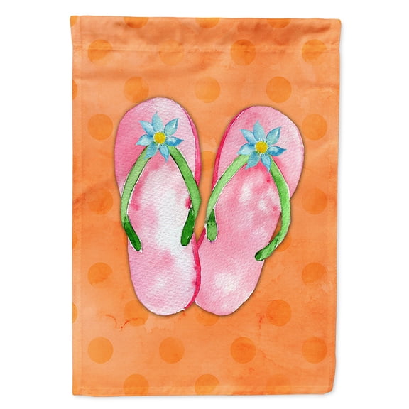 Carolines Treasures BB8223CHF Pink Flip Flops Orange Polkadot Flag Canvas House Size  Large multicolor