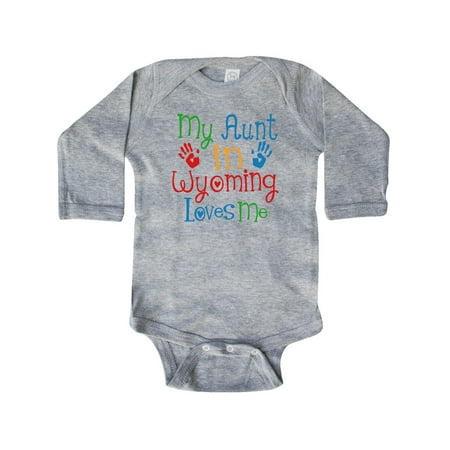 

Inktastic My Aunt in Wyoming Loves Me Gift Baby Boy or Baby Girl Long Sleeve Bodysuit