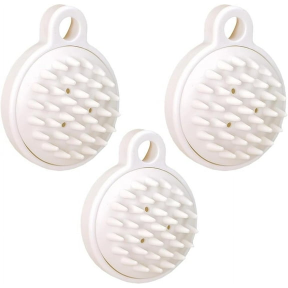 3 Pcs Soft Hair Scalp Massager Brush Comfortable Wet & Dry Hair Shampoo Scrubber for Exfoliate & Remove Dandruff (White)