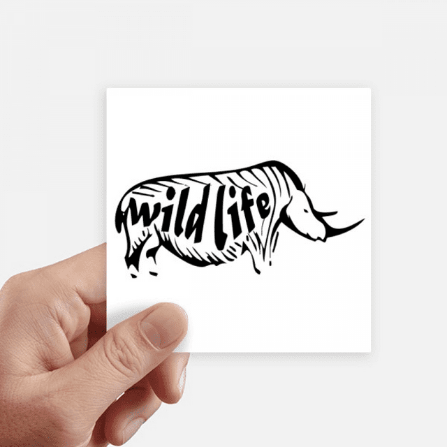 Animaux Noirs Rhinocéros Contours Autocollant Naturel Carré Imperméable Autocollants Papier Peint Voiture Autocollant
