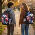 thumbnail image 3 of Chririnla USA Patriotic Stripes Pattern Lightweight Kids Backpack with Side Pockets Soft Funny Backpack, Multi-Pocket 17 Inch Kids Backpacks for Elementary Travel, 3 of 9