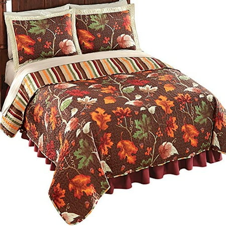 Autumn Harvest Leaves Quilt Brown Full/Queen - Walmart.com