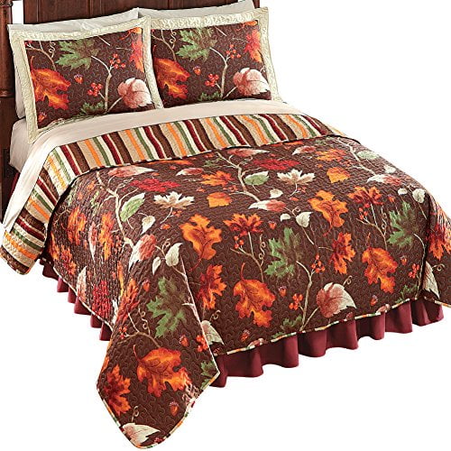 Autumn Harvest Leaves Quilt Brown Full/Queen