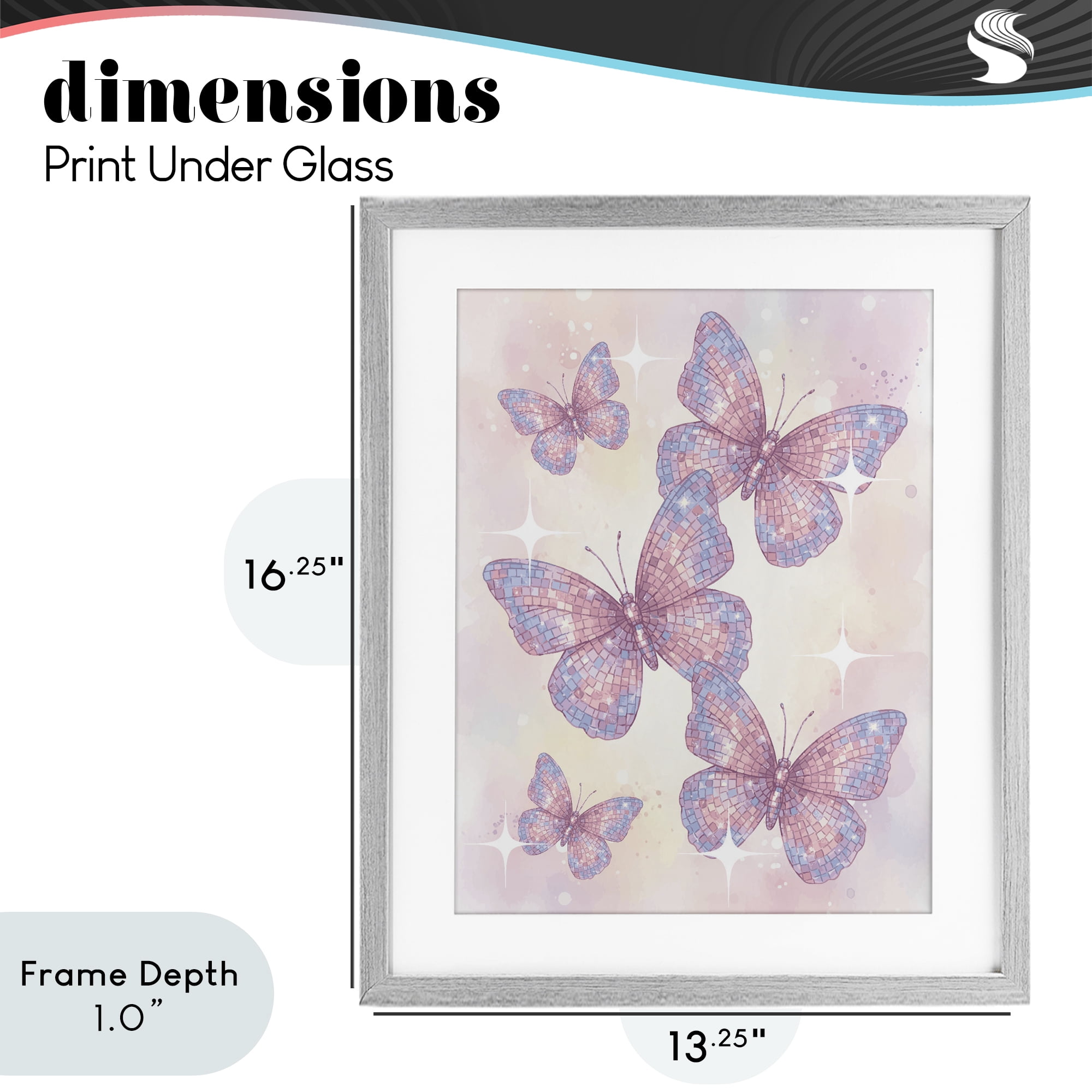 Stupell Industries Delicate Disco Butterfly Dance Gray Framed Print Under Glass, design by Lil' Rue