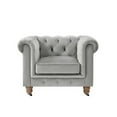 thumbnail image 4 of Londynn Club Chair Gray Velvet 42L x 33.5W x 30.3H Button Tufted Rolled Arm, 4 of 8
