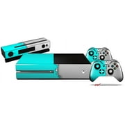 Ripped Colors Neon Teal Gray - Skin Bundle Decal Style Skin fits XBOX One Console Original, Kinect and 2 Controllers (XBOX SYSTEM NOT INCLUDED)