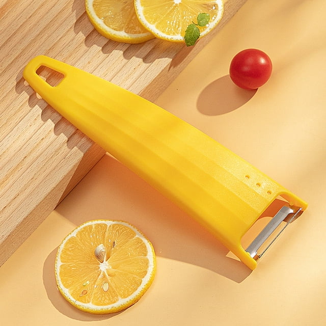 Peladora de frutas multifuncional de acero inoxidable | Cepilladora de verduras y patatas y melón | Herramienta de pelado de cocina compacta portátil | Hoja afilada eficiente | Fácil de limpiar