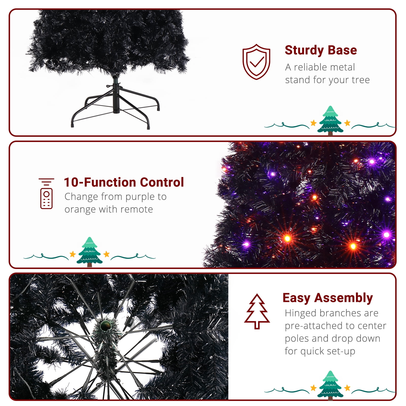 7ft Wizard Hat Shape Automatic Christmas Tree 1050 PVC Branches, 400 LED Lights 10 Functions with Iron 4-Leg Base Remote