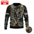 thumbnail image 3 of Suéter feo de Navidad con estampado 3D de camuflaje para caza de ciervos, con nombre personalizado, para cosplay, estilo Harajuku, manga larga, para invierno, X1, 3 of 5