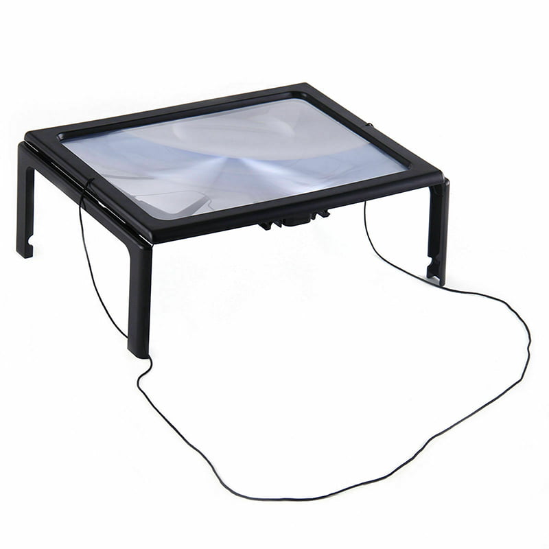 Magnifying Glass Hands-Free Large Rectangular Full-Page Magnifier LED Lighted 3X 