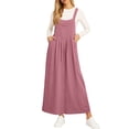 thumbnail image 2 of Jumper Dress Overalls for Women Loose Version Baggy Style Length Adjustable Straps Wide Hemline Pink L, 2 of 6