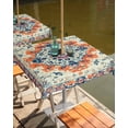 thumbnail image 2 of Fsddascl Boho Orange Blue Outdoor Tablecloth - 60x60 Inch Square Dining Table Cover, Ethnic Vintage Boho Geometric Art Waterproof Outdoor Table Cloth with Umbrella Hole & Zipper for Picnic/Patio, 2 of 7