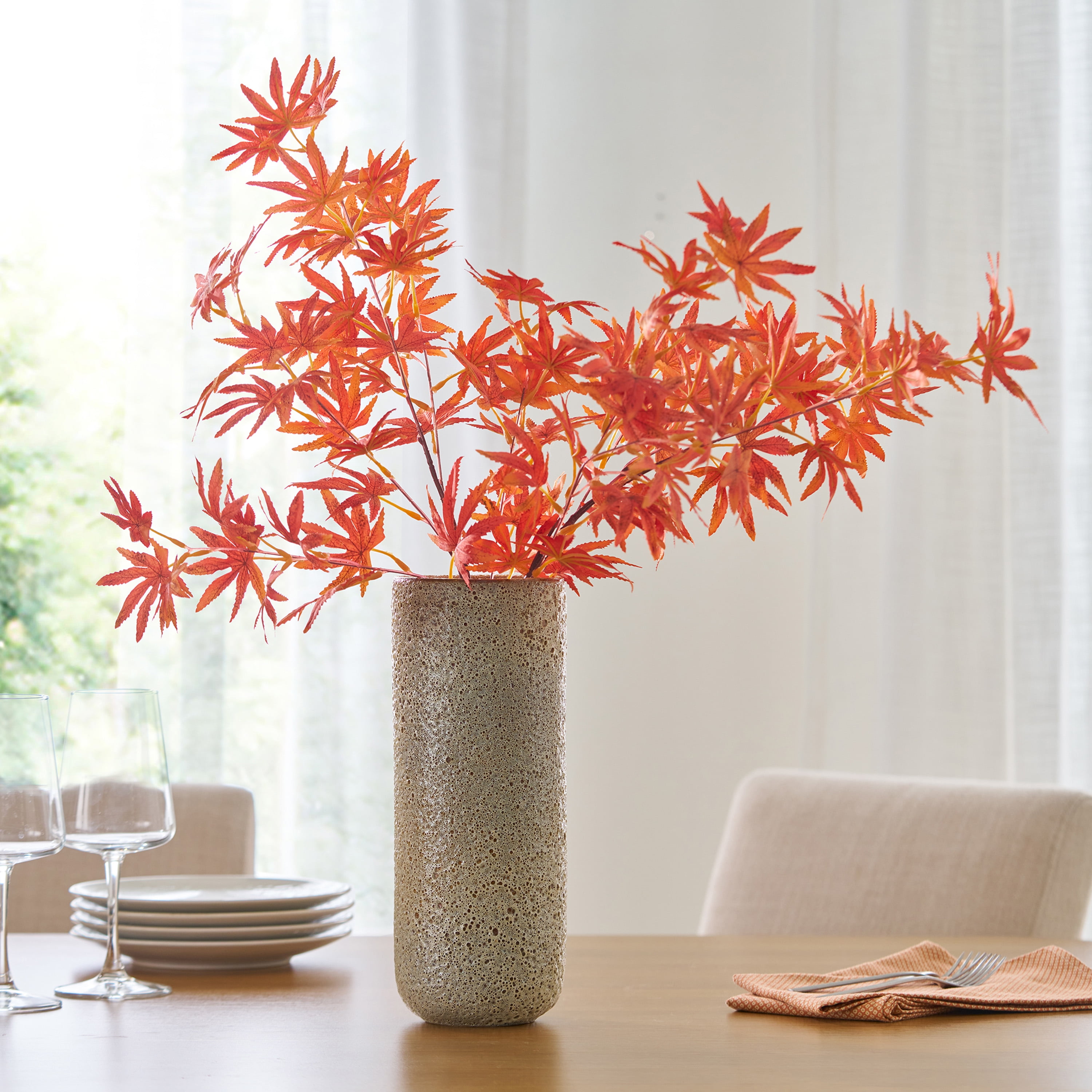 Mainstays 32 in Indoor Orange Maple Leaf Artificial Stem