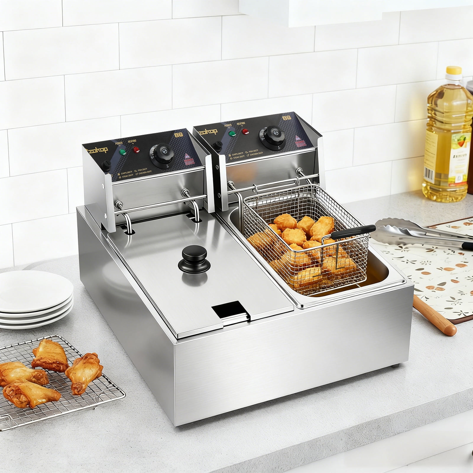 Ktaxon Heavy Duty Commercial Electric Deep Fryer with Dual Baskets