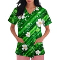 thumbnail image 5 of Fgvctg St. Patrick's Day Scrub Tops for Women Cute Shamrock Clover Printed V Neck Short Sleeve Tops Scrub Funny Work T Shirts Loose Scrubs Nurse Uniforms Shirt with Pocket Green 3XL, 5 of 5
