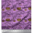 thumbnail image 1 of Soimoi Cotton Poplin Fabric Leaves,Cage & Sparrow Bird Print Fabric by Yard 56 Inch Wide, 1 of 1