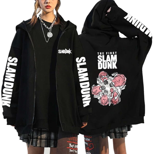 Sudadera con capucha de Anime Slam Dunk, sudaderas con cremallera Sakuragi de Manga, sudaderas con capucha de lana con cremallera, chaquetas de Hip Hop Unisex, ropa de calle con capucha