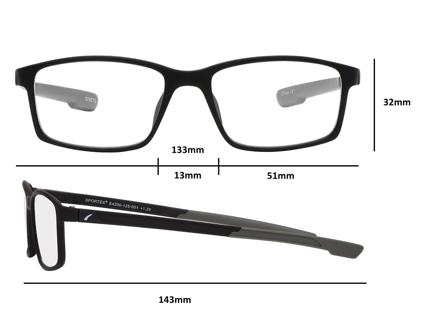 SAV Sportex Blue Light Protection Reading Glasses, Rectangle Full Rim Frame, 4200, +1.25, Blue