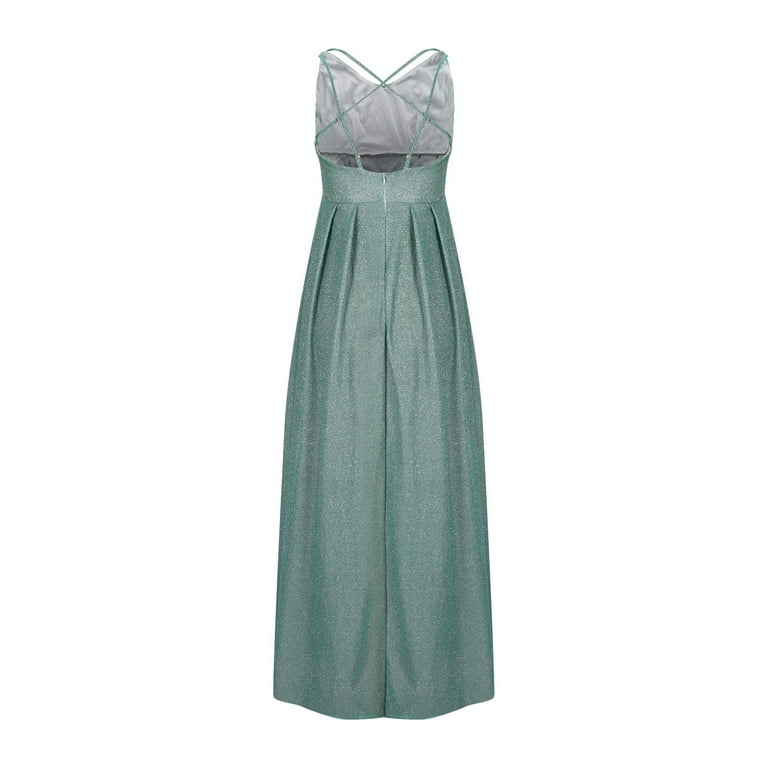 qolati Women's V-Neck Cocktail Dresses Long Sparkly Ball Gown Homecoming  Dresses 2024 Elegant Glittery Spaghetti Formal Evening Party Maxi Dress  Green L - Walmart.com