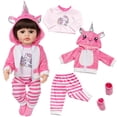 thumbnail image 3 of AmaMary 22-23 inch Pink Unicorn 4-Piece Cotton Doll Clothes Set with Socks, Pants, Jacket & Top, Magical Pretend Play, Birthday, Christmas, Dress-Up Party for Kids, 3 of 5