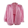 thumbnail image 2 of Ensemble Décontracté 2 Pcs pour Femmes, Chemise à Manches Longues Boutonnée et Shorts Élastiques, 2 of 7