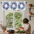 thumbnail image 5 of Blue Pink Wreath Window Valance Curtain White Background Rod Pocket Short Curtain for Living Room, Bedroom & Kitchen Window Decor 54x18in, 5 of 8