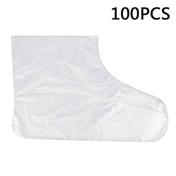 100pcs Disposable Plastic Foot Covers Bags Clear Booties Bath Paraffing UK J4M0