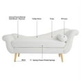 thumbnail image 6 of Triple Tree Upholstered Fabric Chaise Lounge Modern Arms Wave Back Solid Wood Legs Pillow, White, 6 of 7
