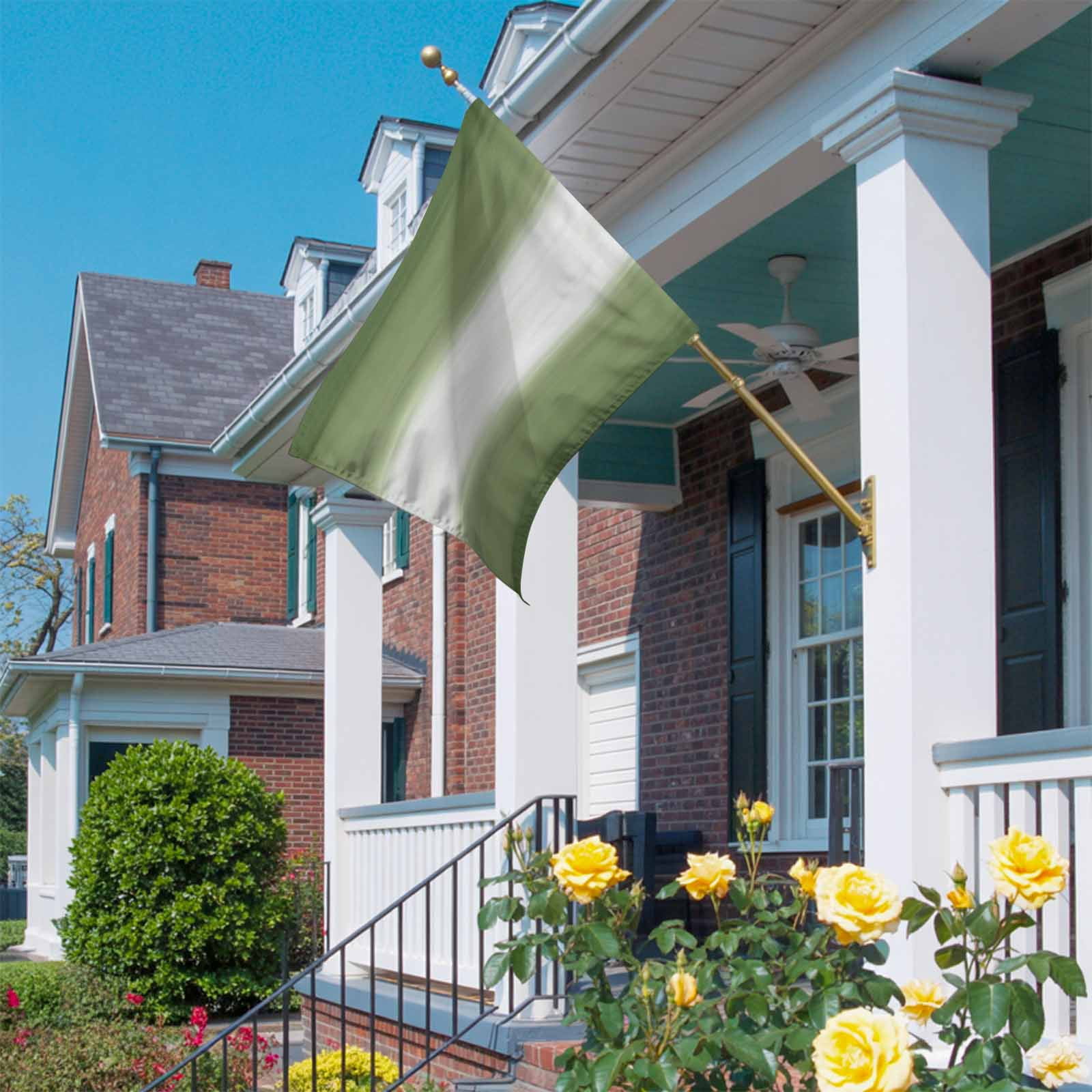 Green Ombre House Flag 28 x 40 Inches, Abstract Forest Green Ombre White Stripes Modern Weather Proof Outdoor Patio Flags Double Sided Small House Decoration for Yard Lawn Outside Home