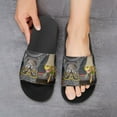 thumbnail image 6 of GZHJMY Stylish Slides for Women Men, A Gray Cat in Glasses Is Driving A Car Soft Flexible Slip-on Sandals Slippers, 6 of 7