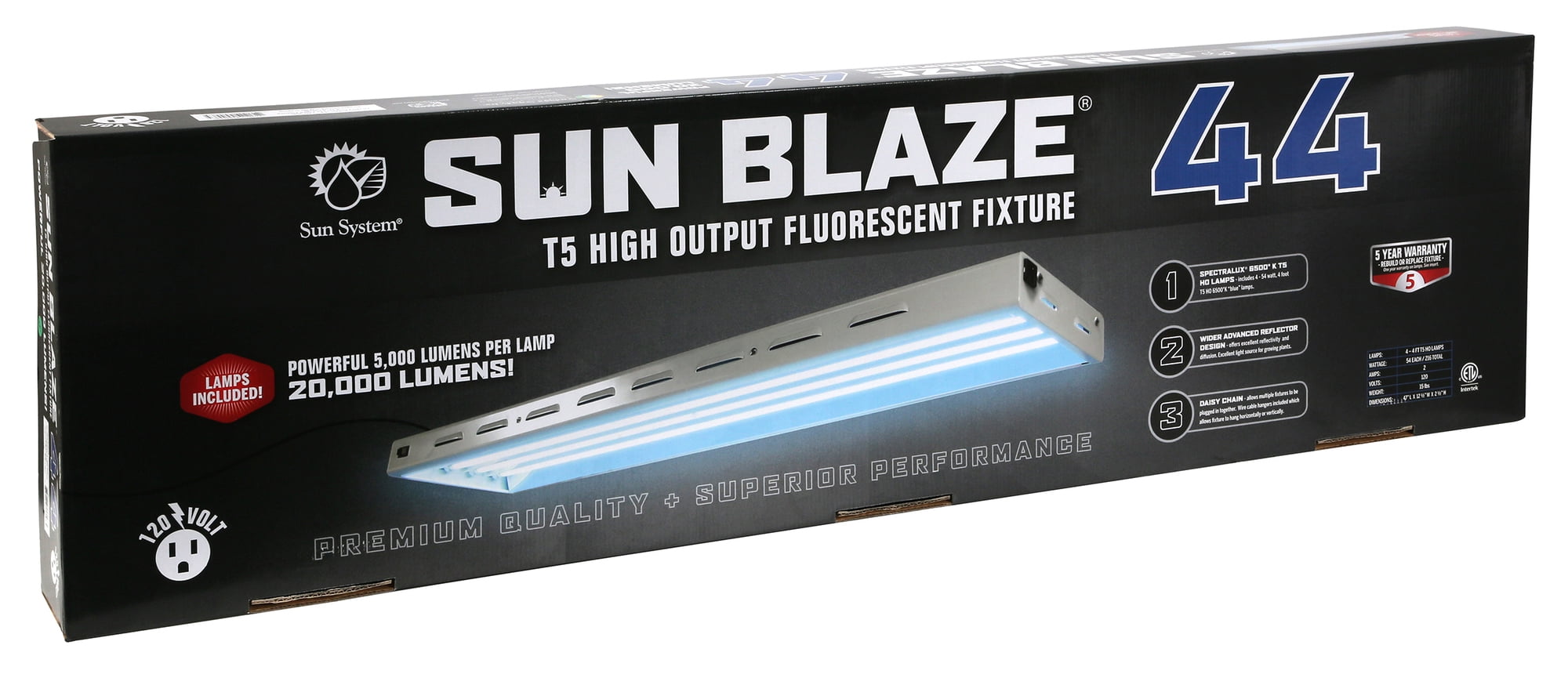 Details about   Sun Blaze 22 T5 High Output  120 Volt Fluorescent Fixture 