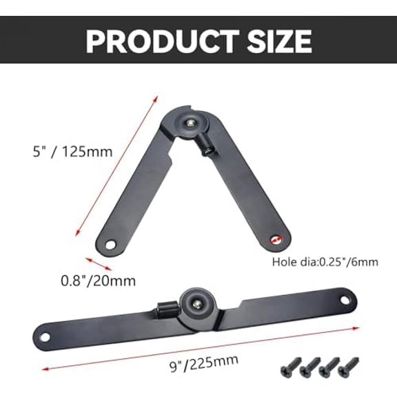 180 Degree Rotatable Support Hinges, 9" Folding Lid Hinges (2 Pcs) | for Furniture Cabinet Cupboard Box Jewellery Gift Door Hardware Locks Box Makeup Stool Folding Chair, Black