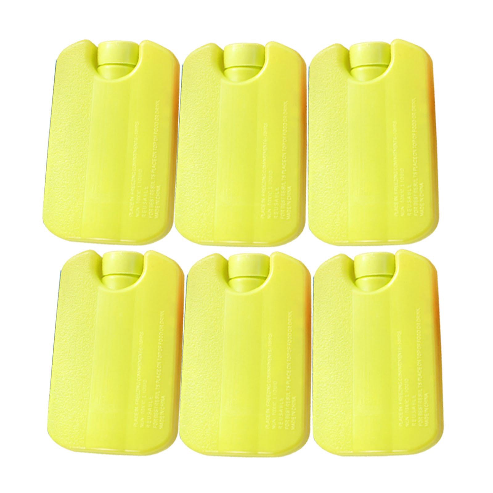 koolsoo 6 Pieces Ice Brick Pack Ice Cooler Blocks for Travel Cool Box Portable Space Saving Refreezable for Home Beach Picnic Fishing Yellow