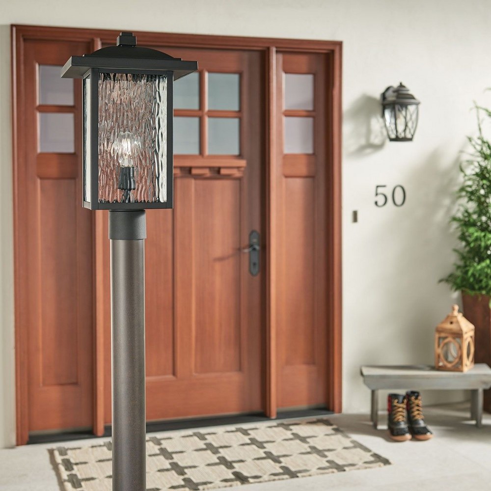 Light Outdoor Post Lantern with Transitional Inspirations 18.25 inches  Tall By 10.5 inches Wide-Textured Black Finish Bailey Street Home 