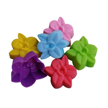 

VEAREAR 6Pcs Muffin Cup Mold High Temperature Resistance Easy to Release Creative Reused Novelty Make Cakes Various Flower Shapes Muffin Cupcake Silicone Cake Mold for Bakery