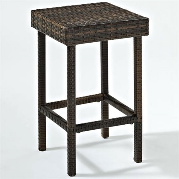 Pemberly Row 25" Wicker Patio Counter Stool in Brown (Set of 2)