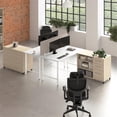 thumbnail image 1 of Scranton & Co Engineered Wood 2 Person Desk with Mobile Storage in White/Elm, 1 of 9