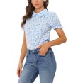 thumbnail image 4 of MODA NOVA Juniors Floral Top Peter Pan Collar Cotton Short Sleeve Shirt, 4 of 6