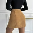 thumbnail image 5 of Women Short Skirt Solid Color High Waist Zipper Autumn Winter Skirt Corduroy Slim Single Slim Fit Solid Color Skirt Vacation Holiday Female Dailywear, 5 of 6